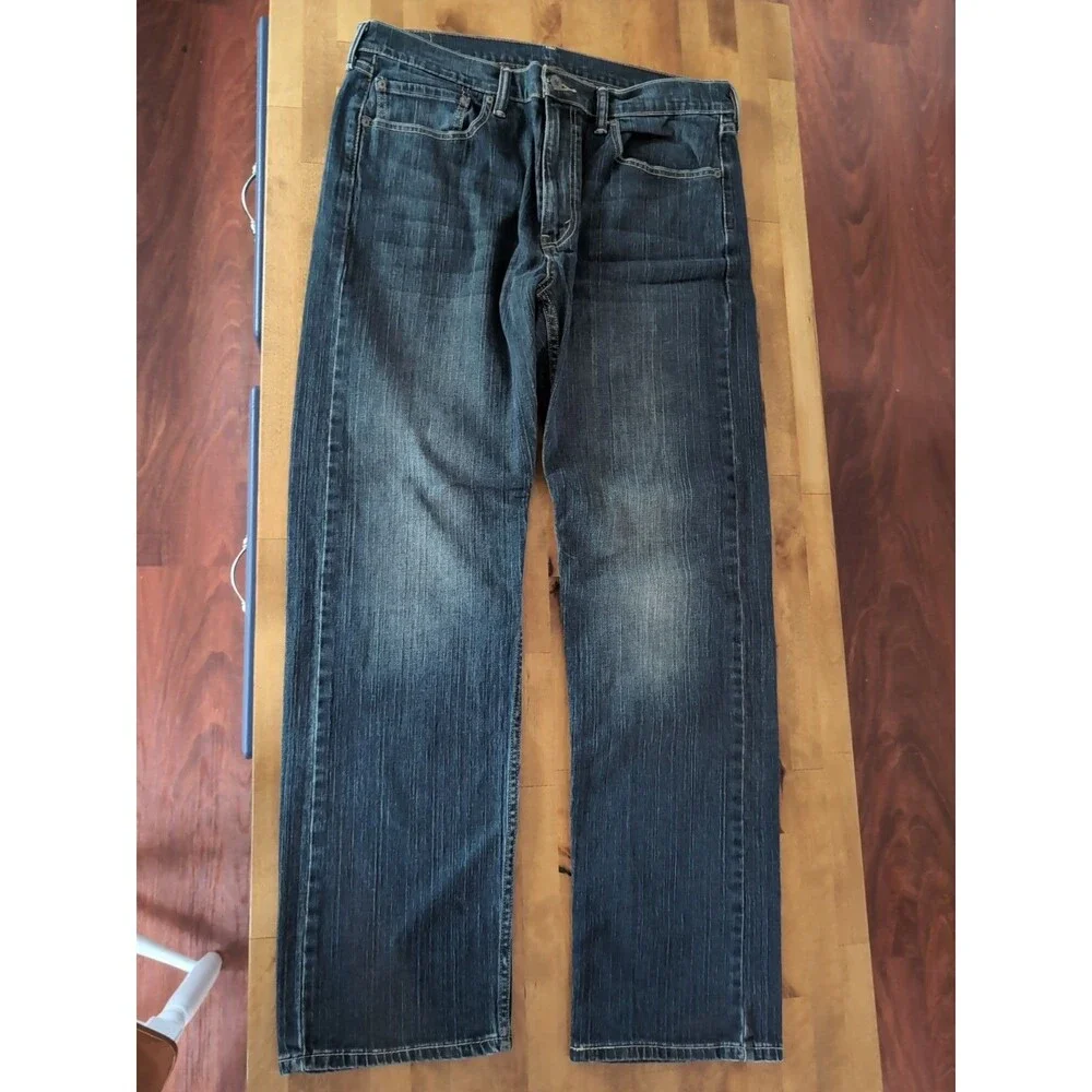 LEVI'S 505 Men's 36 x 32 Jeans STRETCH Med Blue Regular Straight Denim
